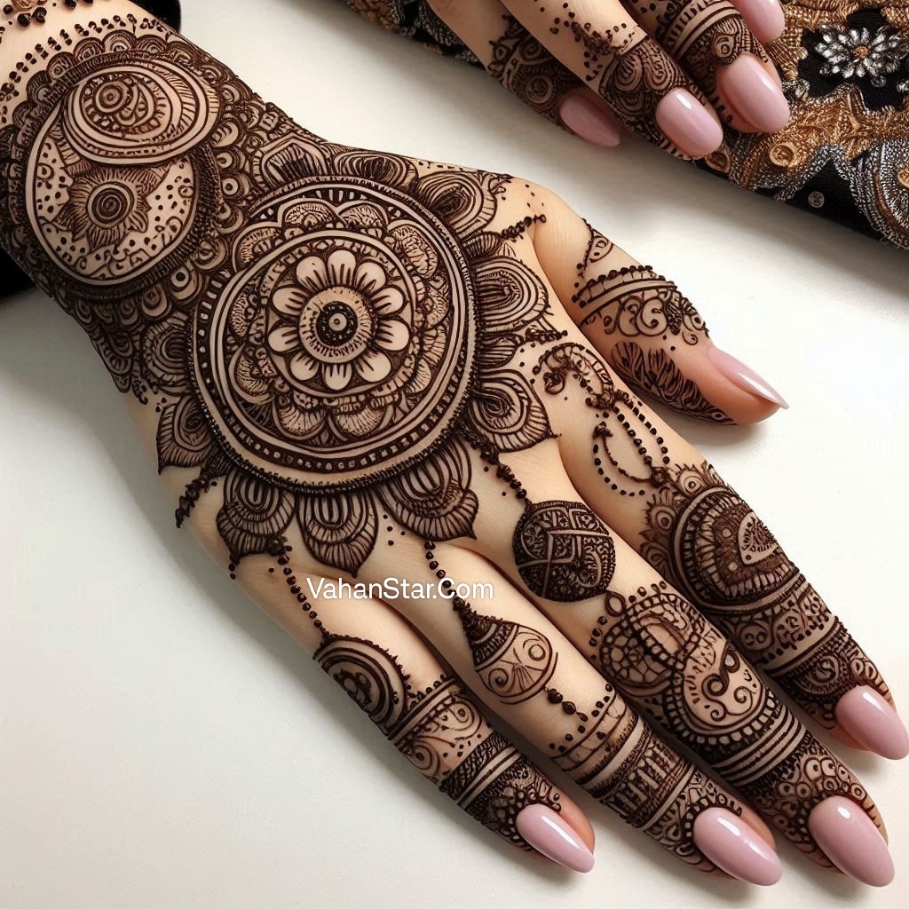 circle mehndi design 2024 सर्कल मेहंदी डिजाइन 2024. back hand front hand easy circle mehndi design 2024