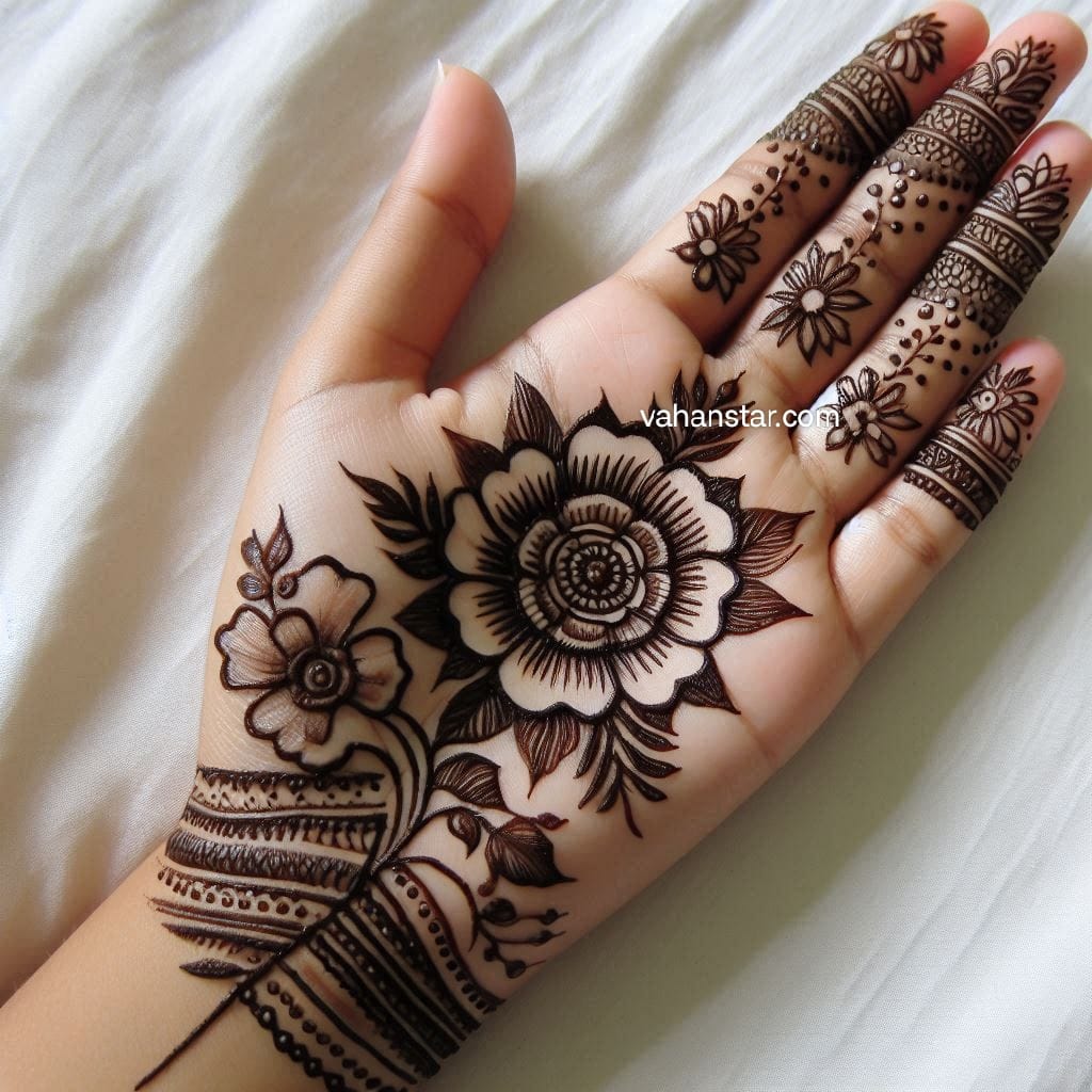 उल्टे हाथ की मेहंदी piche hath ki mehandi ki design halki mehndi design