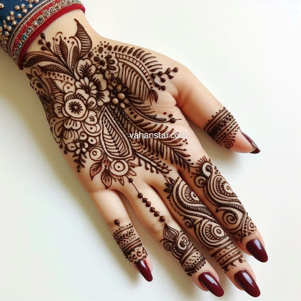 उल्टे हाथ की मेहंदी फोटो piche hath ki mehandi simple ulte hath ki mehandi design